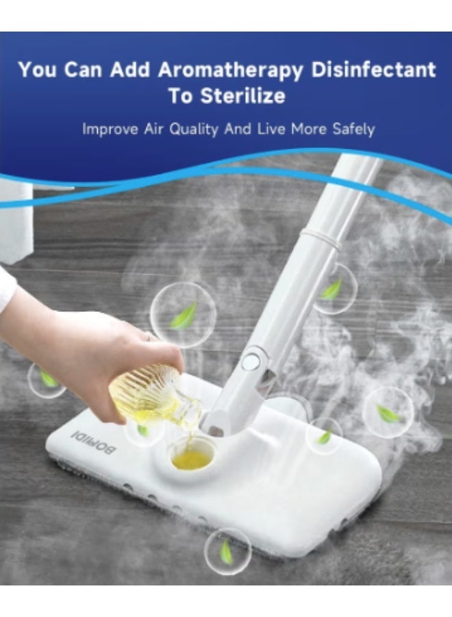 BOMIDI Steam Mop SM01 1200W High-Power Steam Mop for Multi-Surface Floors (Wood/Tile/Carpet) with Adjustable Steam, 18s Fast Heating, 380mL Visual Tank & Aromatherapy Function - Image 5